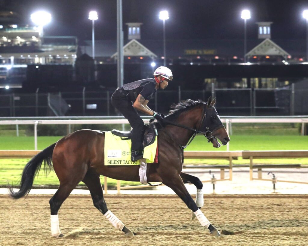 Silent Tactic's Foot Woes Behind Him as Derby Looms silent tactic gallop churchill downs 04 22 26 01 renee torbit scaled